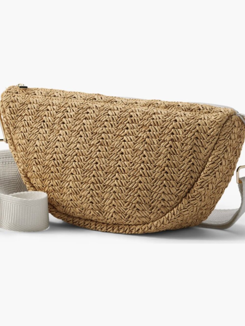 Land's End Straw Crescent Crossbody Bag